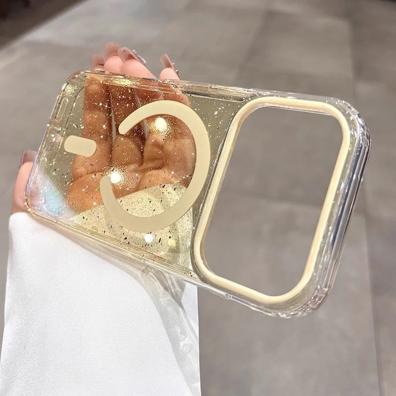 Funda con purpurina y carga inalámbrica magnética – compatible con MagSafe para iPhone