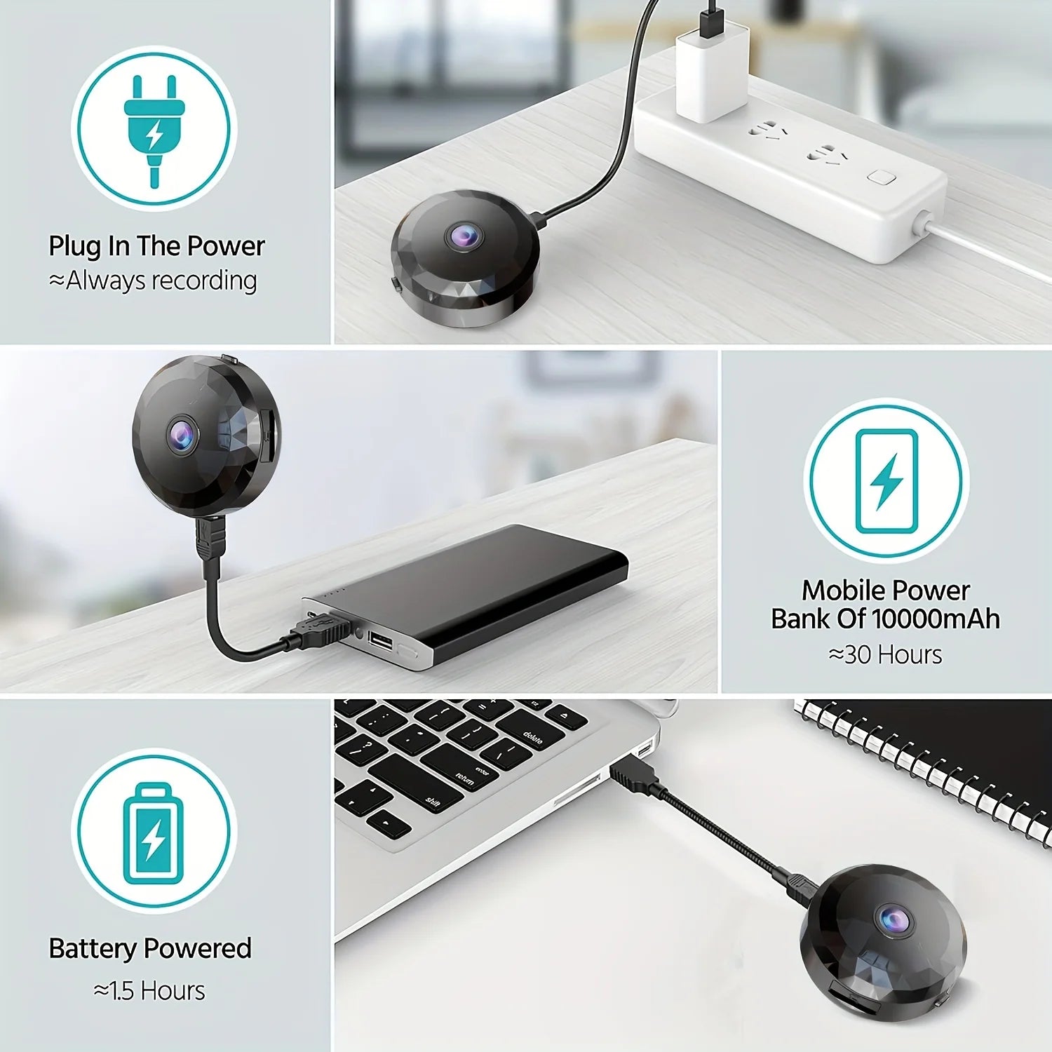 Mini cámara de seguridad WiFi inalámbrica – visión nocturna, detección de movimiento y batería recargable