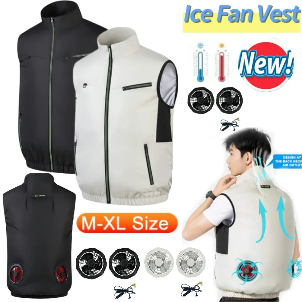 Chaleco Refrigerante con Ventiladores USB - 3 Velocidades Ropa Aire Acondicionado Transpirable