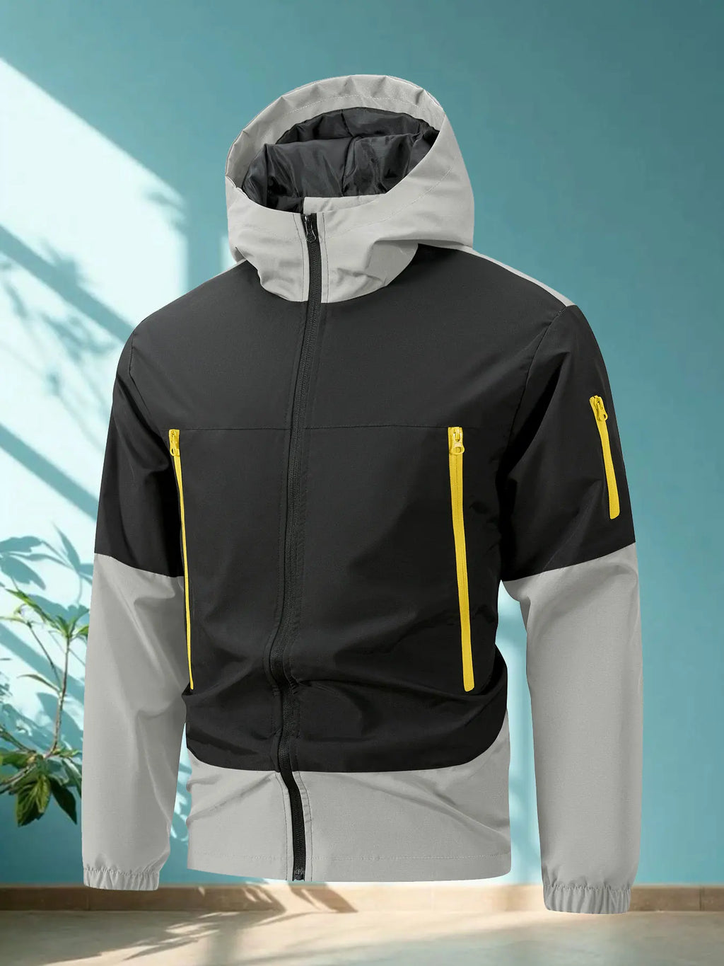 Chaqueta con cuello alto – cortaviento y cálida con múltiples bolsillos para otoño y deporte