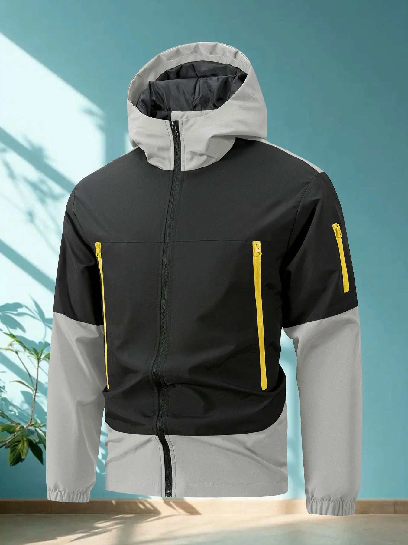 Chaqueta con cuello alto – cortaviento y cálida con múltiples bolsillos para otoño y deporte