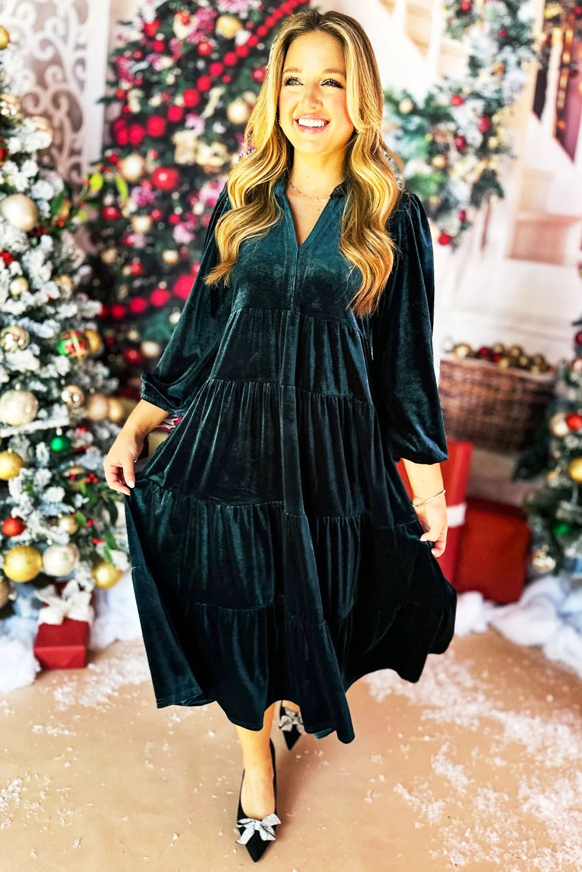 Vestido largo de terciopelo mujer