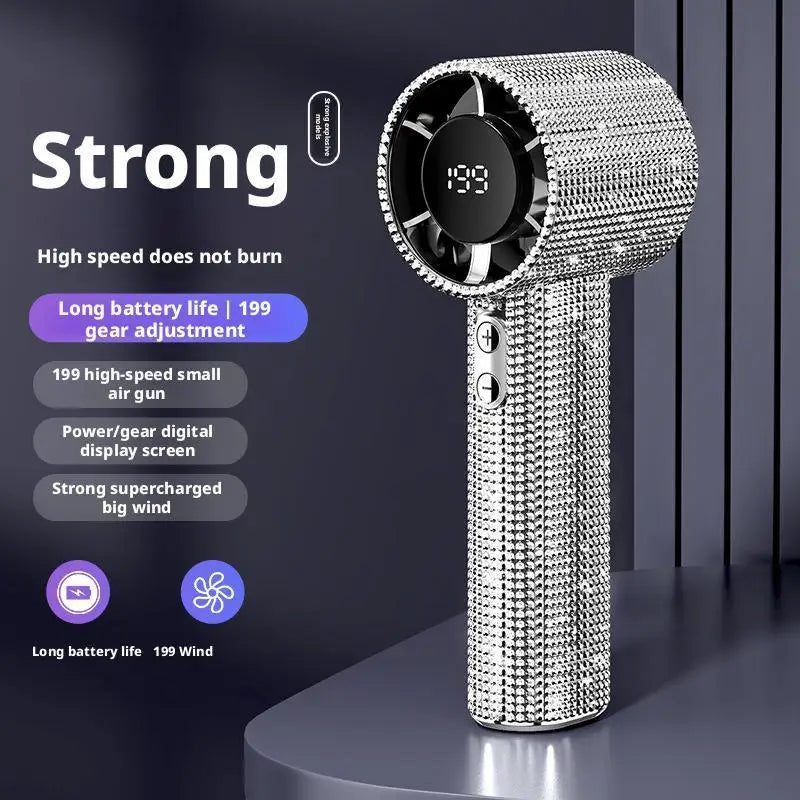 Ventilador de Mano Portátil con Pantalla Digital y 199 Velocidades