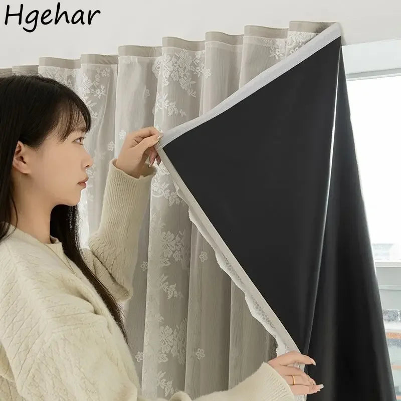 Cortinas blackout para living – bordado en tul, autoadhesivas y modernas