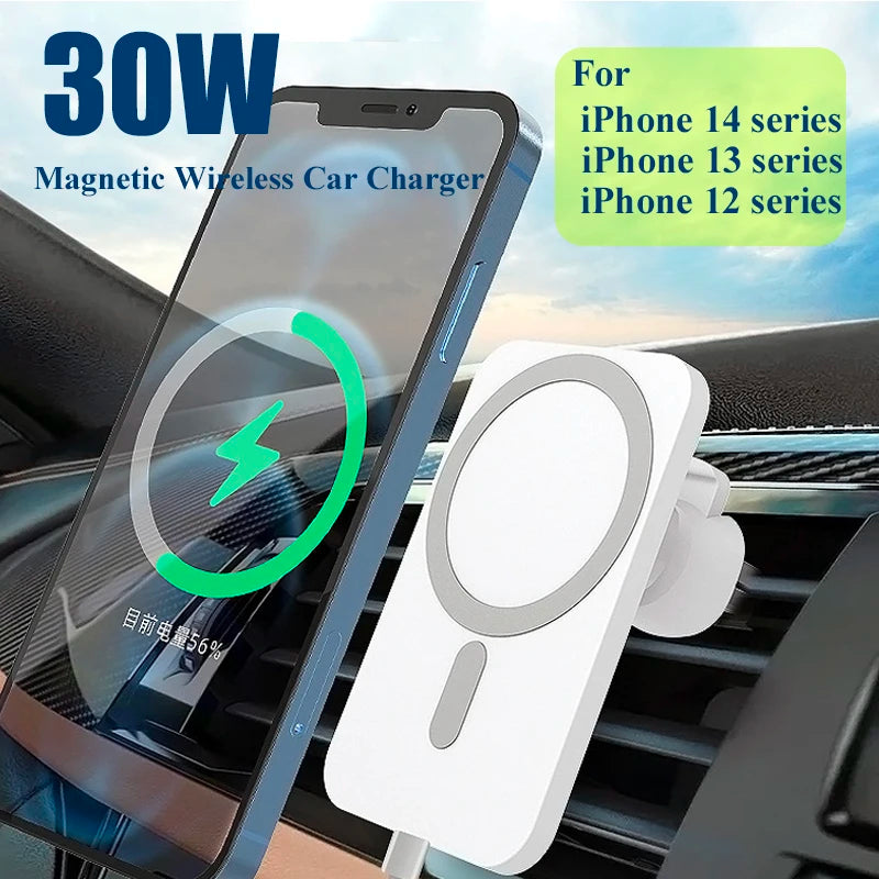 Cargador inalámbrico magnético para auto – soporte y carga rápida 30W para iPhone
