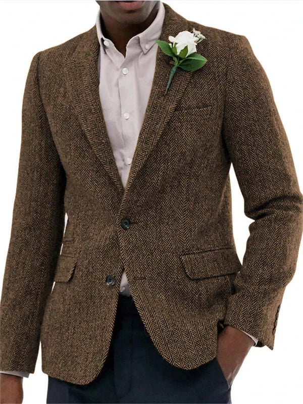 Chaqueta hombre espiga – elegante, slim y casual con botonadura simple