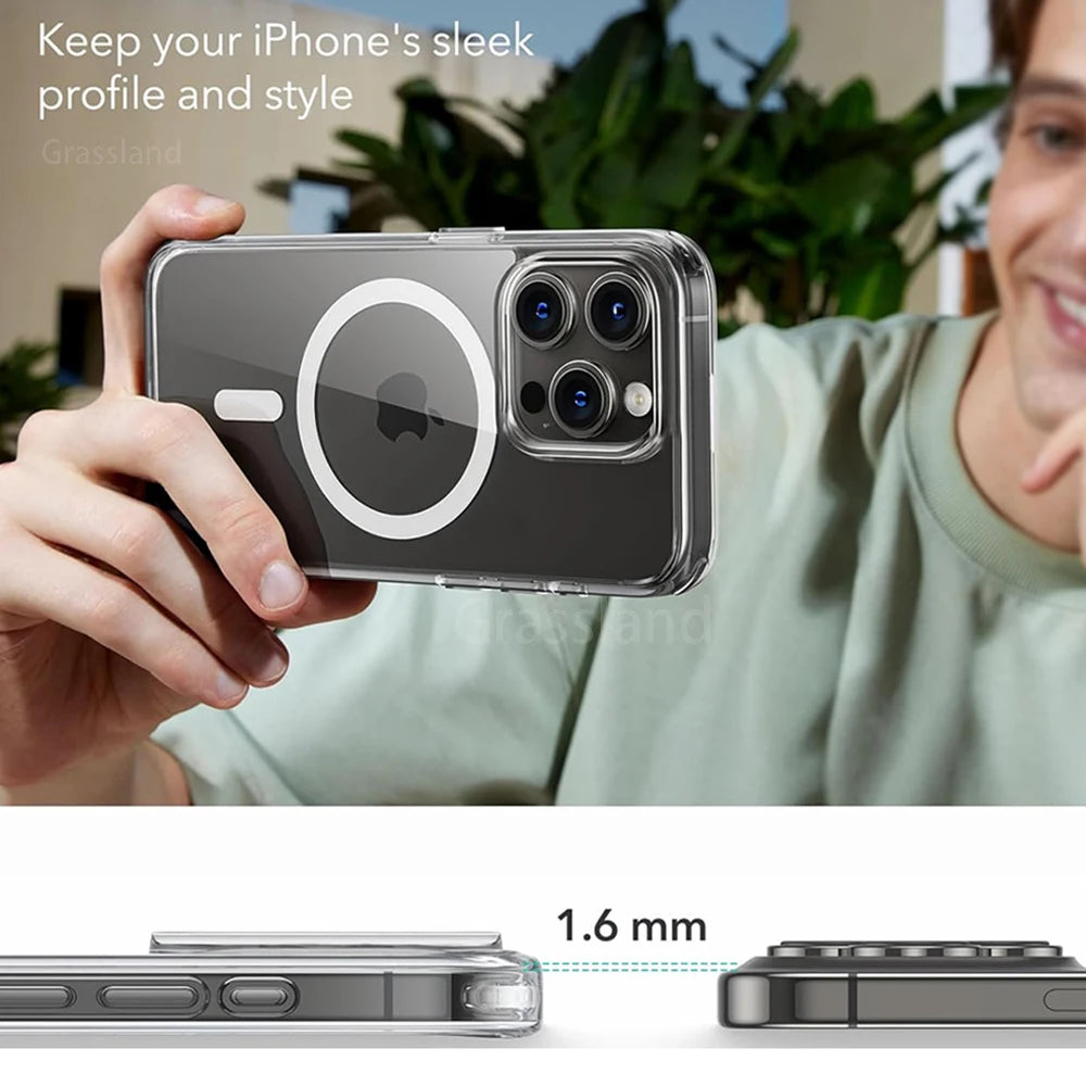 Funda transparente con carga magnética inalámbrica – compatible con MagSafe para iPhone