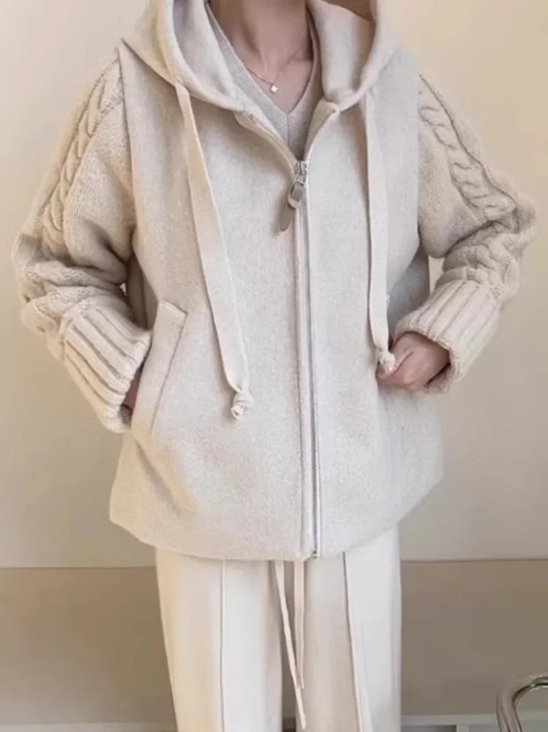 Abrigo mujer Twist 2026 – chaqueta larga con capucha, manga larga y corte suelto