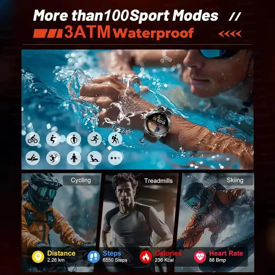 Smartwatch hombre 1.46'' – pantalla AMOLED HD 360x360, llamada por voz y brújula