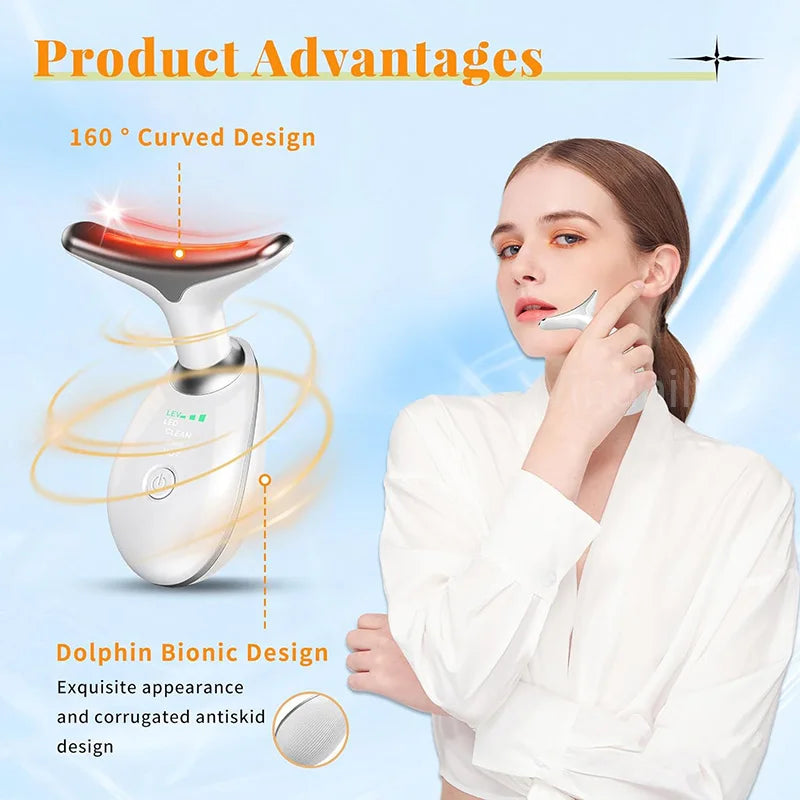 Dispositivo de belleza facial – masajeador para lifting y cuidado del cuello con 7 colores