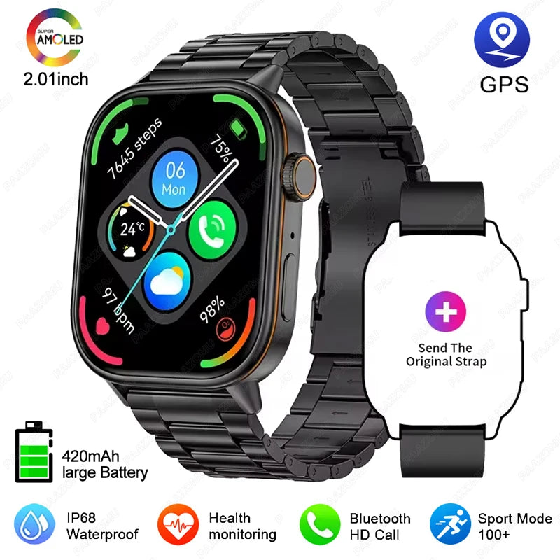 Smartwatch GPS mujer – pantalla 2.01", llamadas Bluetooth y resistente al agua