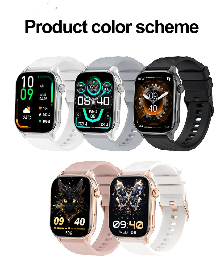 Smartwatch LIGE mujer – pantalla HD 2.01", monitor de salud y resistente al agua