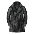 Campera de cuero natural para hombre – estilo casual, doble botonadura y solapa