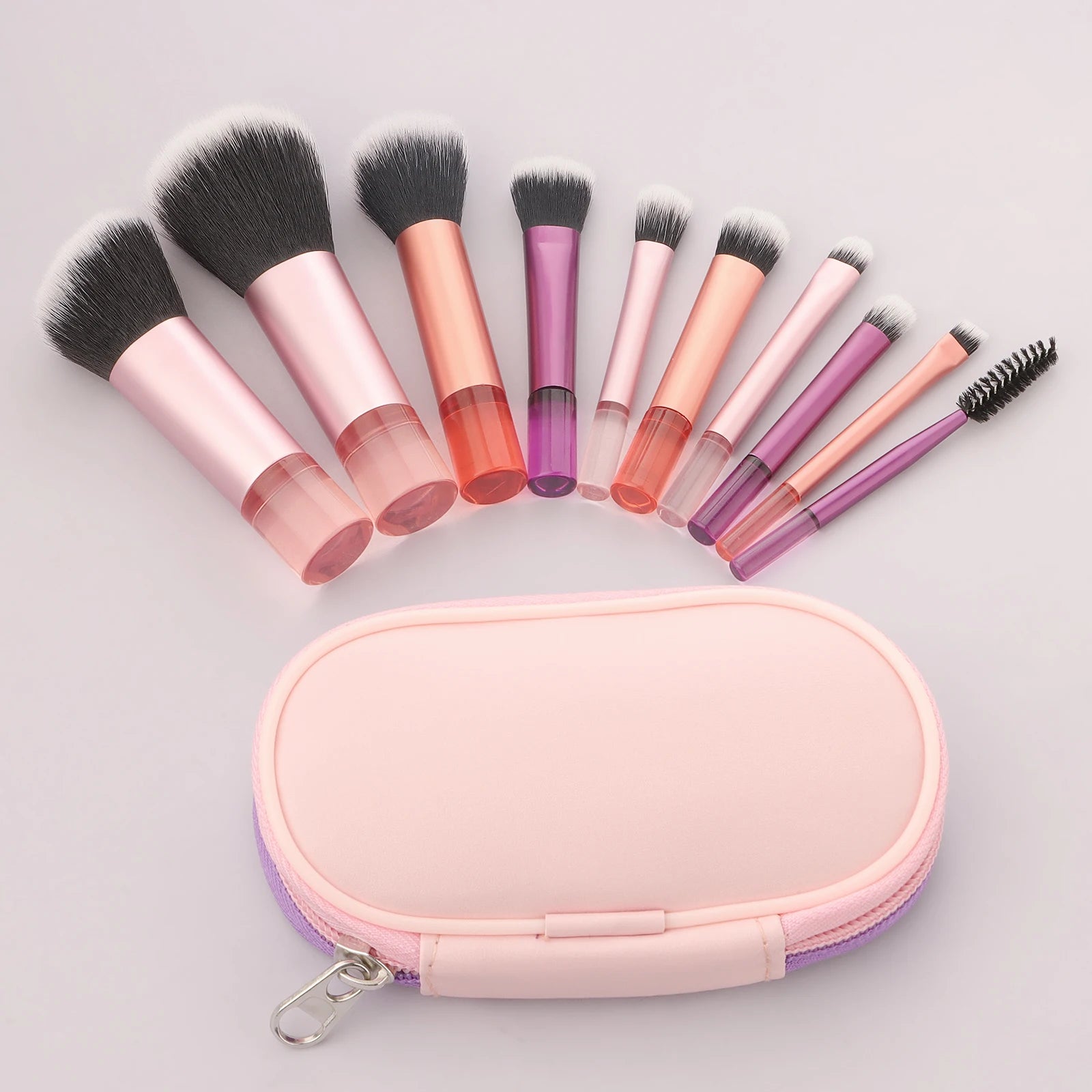 Set de 10 pinceles de maquillaje mini – multifuncionales con estuche portátil