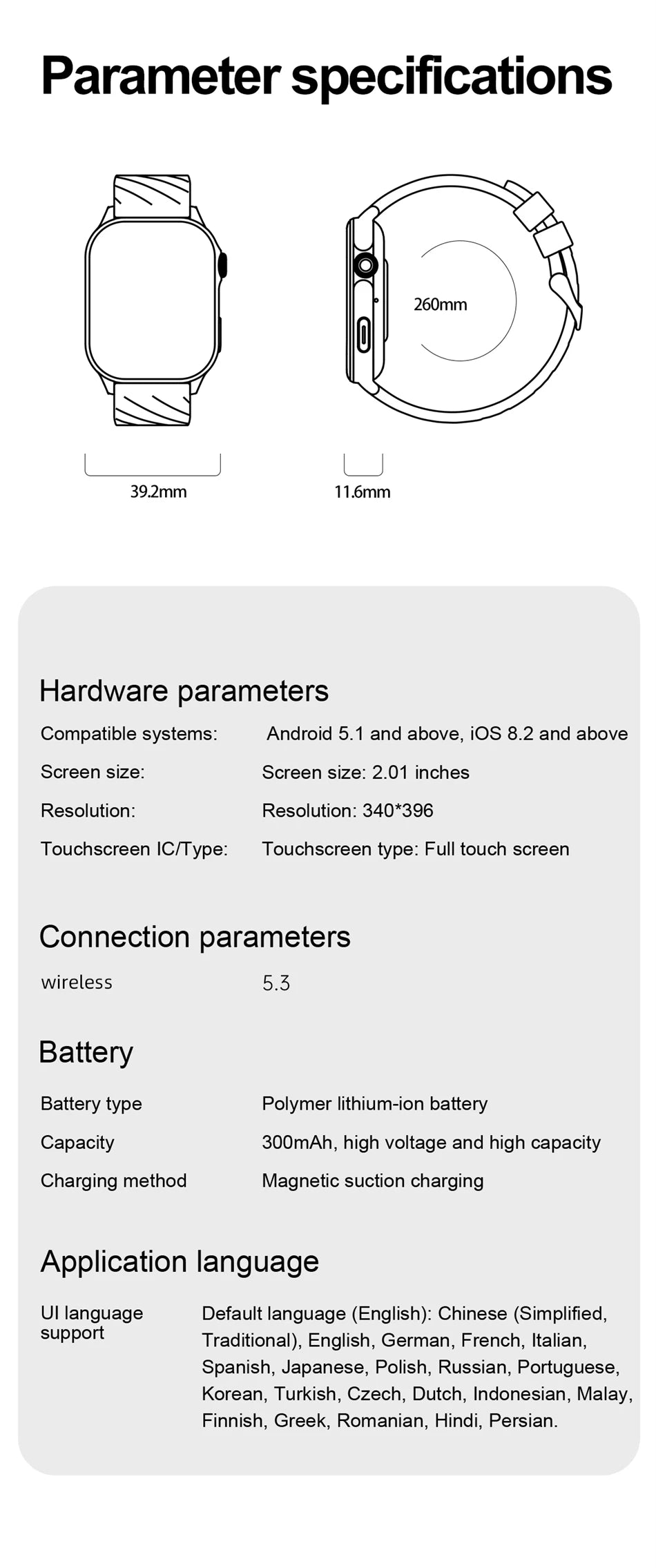Smartwatch LIGE mujer – pantalla HD 2.01", monitor de salud y resistente al agua
