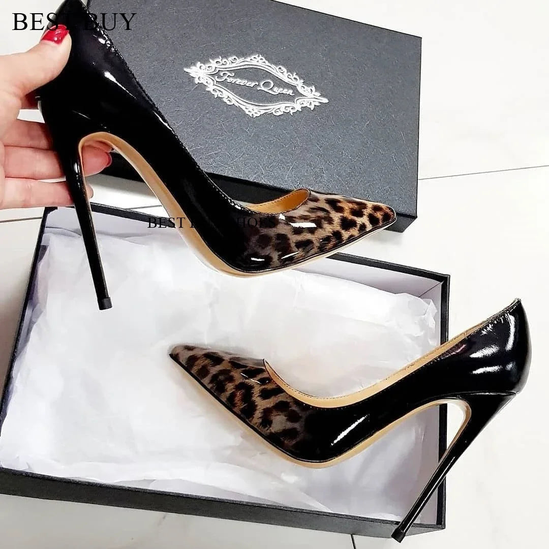 Pumps burdeos mujer – tacones stilettos de charol, slip-on y punta fina