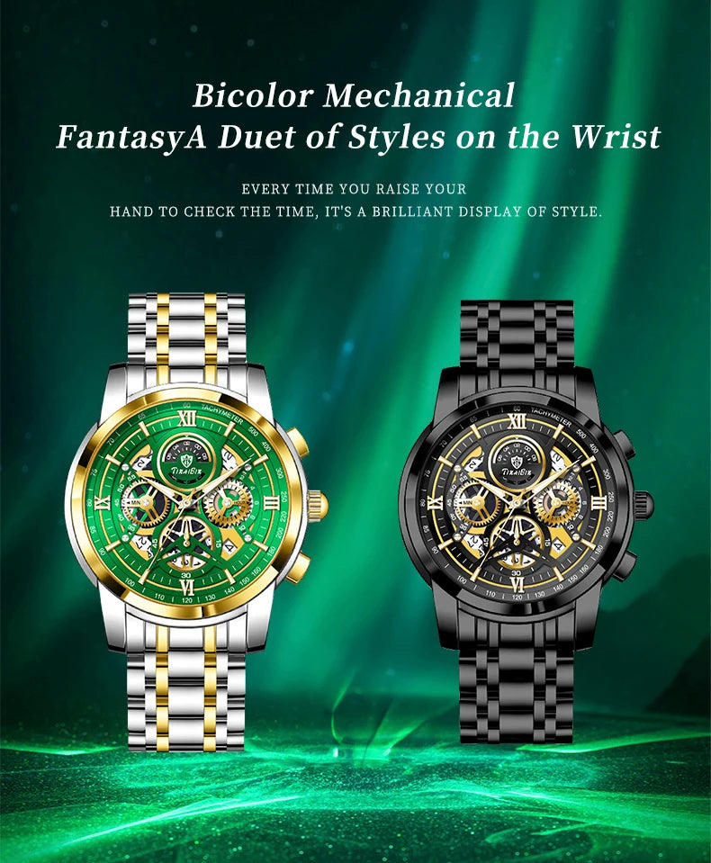 Reloj de lujo verde TINABIN – elegante, resistente al agua y para negocios