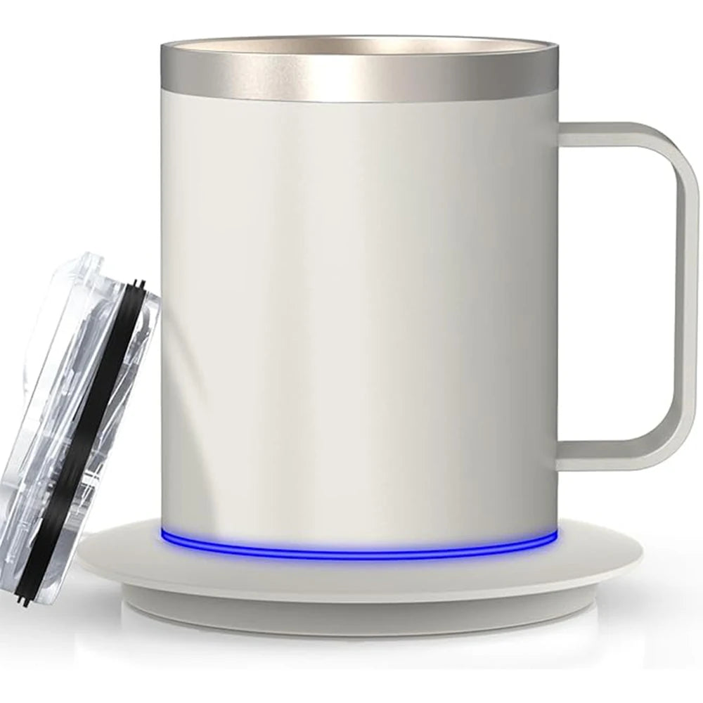 Taza Autocalentable de Café 12oz - Temperatura Constante Inteligente - USB Recargable - Con Tapa - Para Viaje y Oficina