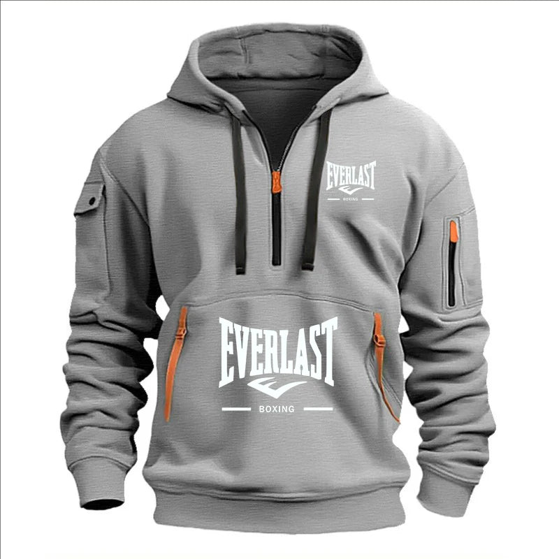 Hoodie casual con diseño multi-zipper – estampado y corte suelto para otoño/invierno