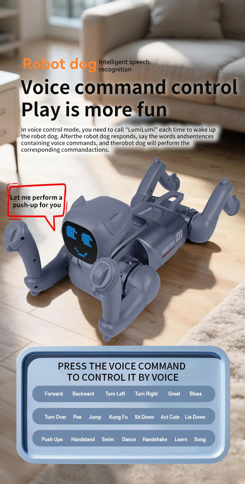 Perro Robot Inteligente - Control Remoto 2.4G y APP - Diálogo por Voz - Programable - Simulación Smart