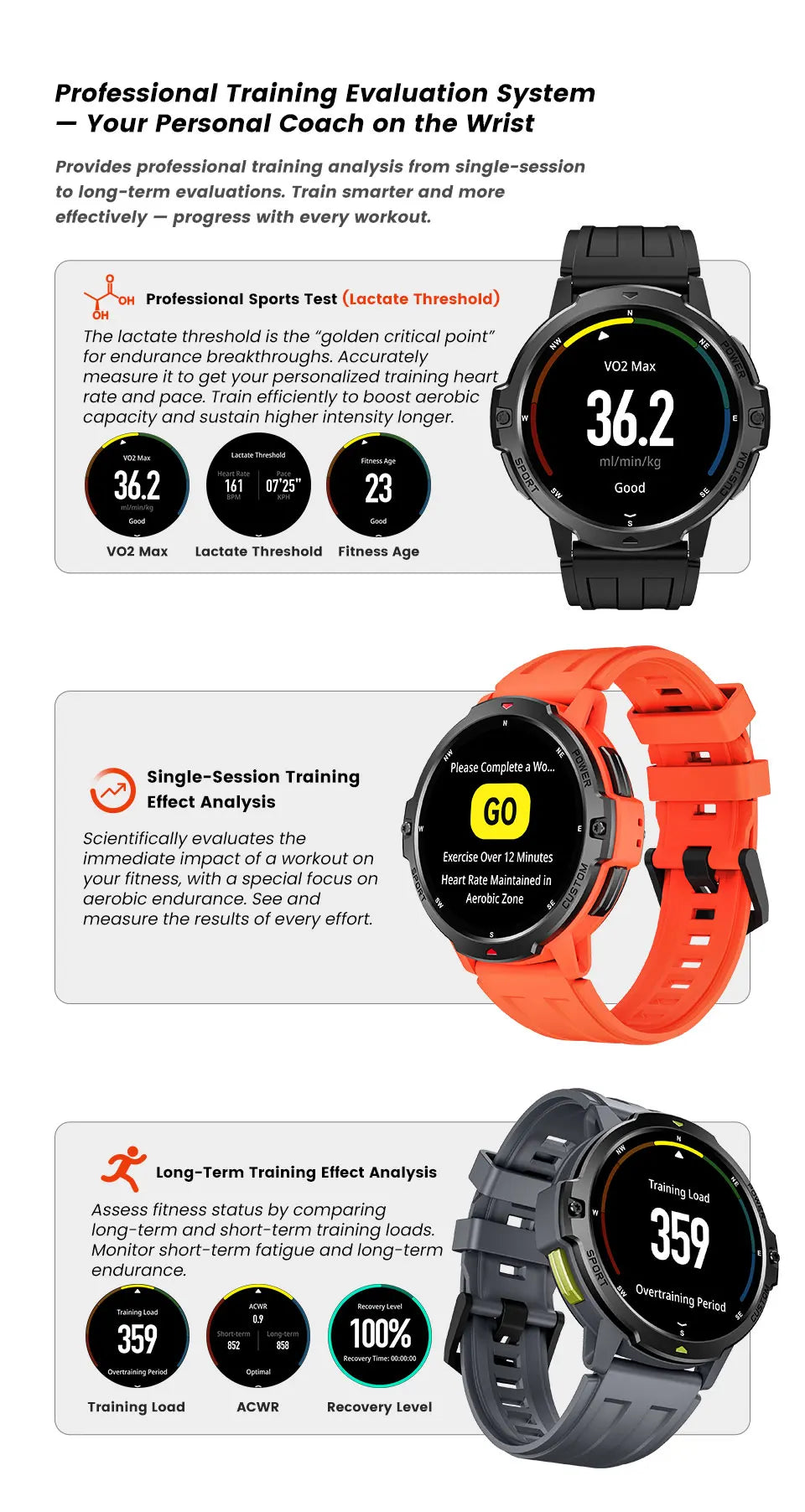 Smartwatch GPS 1.46'' – pantalla AMOLED, brújula, altímetro y batería 580mAh