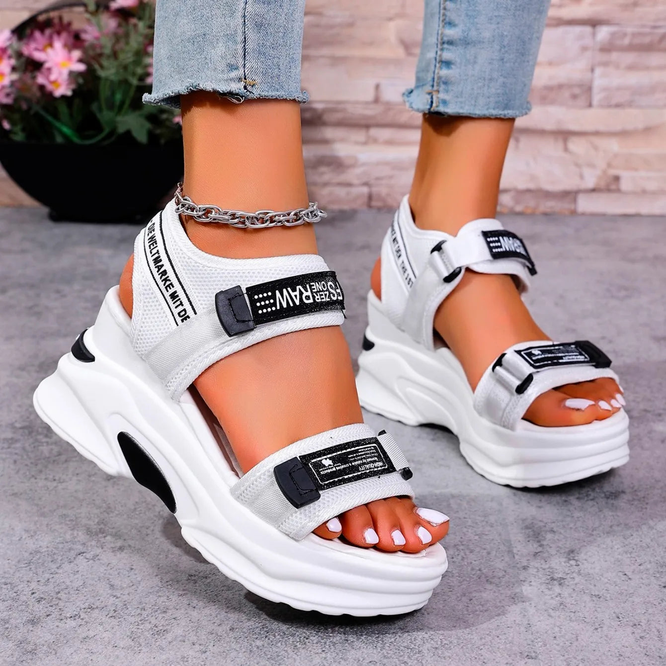 Sandalias mujer plataforma – cuñas cómodas con velcro para verano