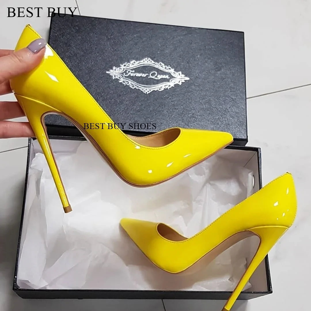 Pumps burdeos mujer – tacones stilettos de charol, slip-on y punta fina