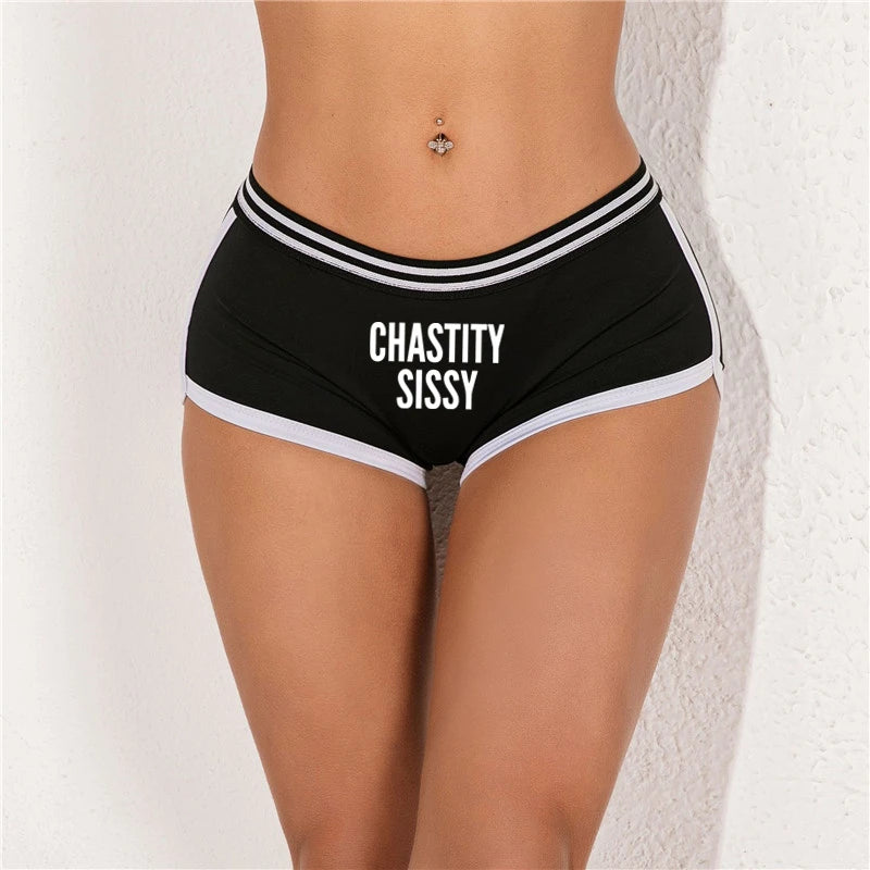 CHASTITY SISSY Underwear for Women Funny Female Boxer Shorts Cotton Boy Shorts Cute Girl Panties Breathable Womens Intimates