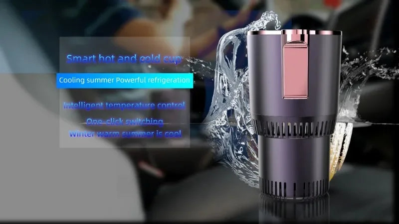 Portavasos Inteligente para Auto 2 en 1 - Enfriamiento y Calentamiento - Refrigeración Rápida - Frío y Caliente - Mini Pantalla Táctil - Para Bebidas, Tazas y Latas