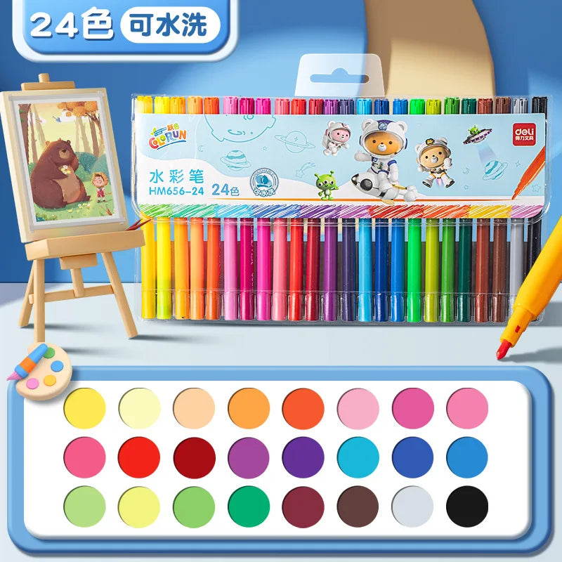 Set de marcadores lavables para niños – 12/24/36/48 colores seguros y vivos