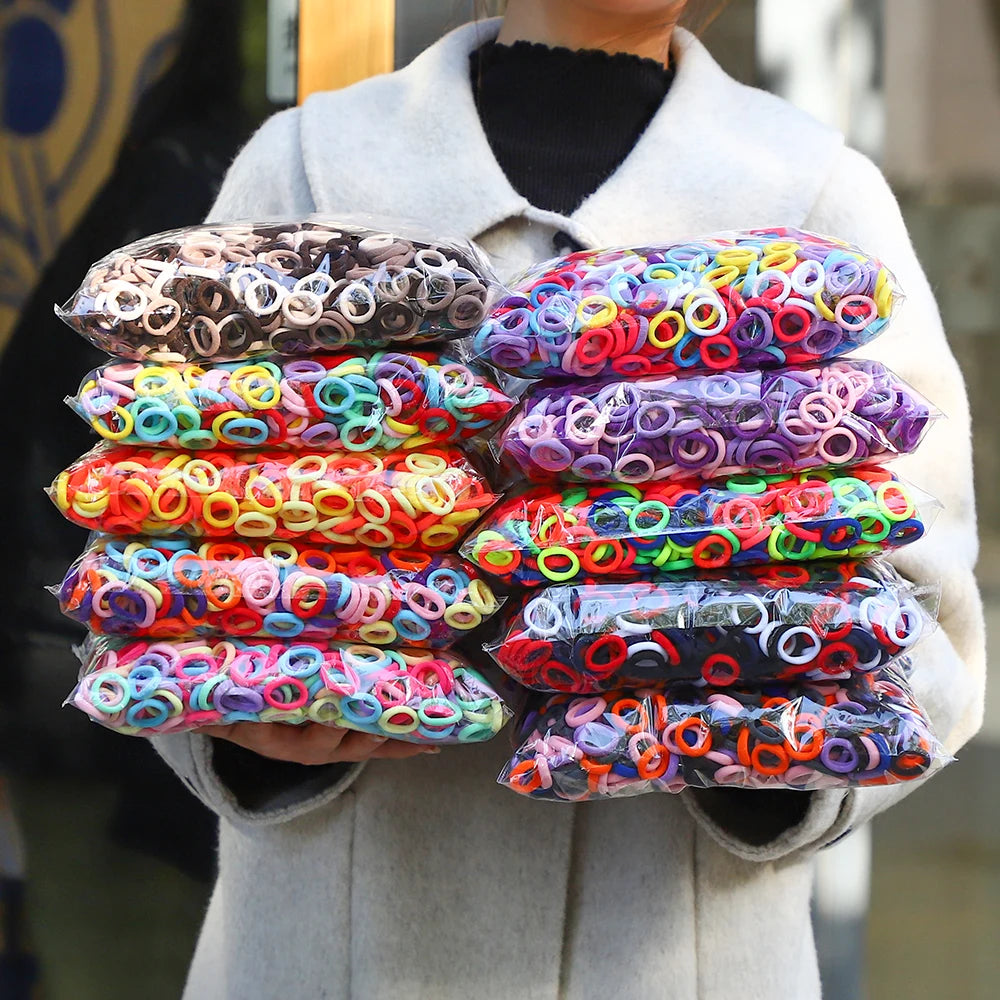 Set de 20/50 ligas elásticas para cabello – scrunchies y bandas de colores para niñas