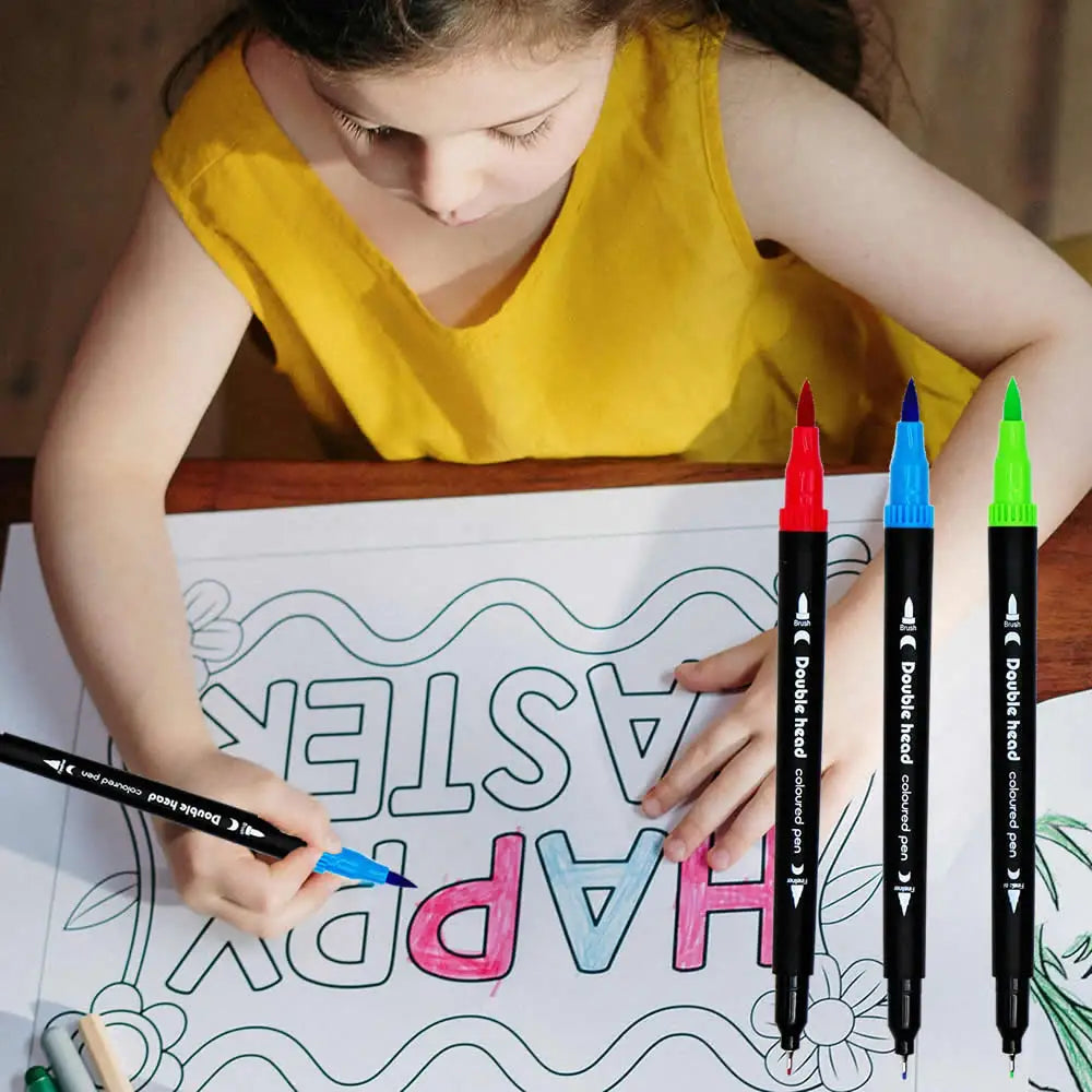 Set de 60 marcadores doble punta LOLEDE – colores vibrantes para dibujo y escritura