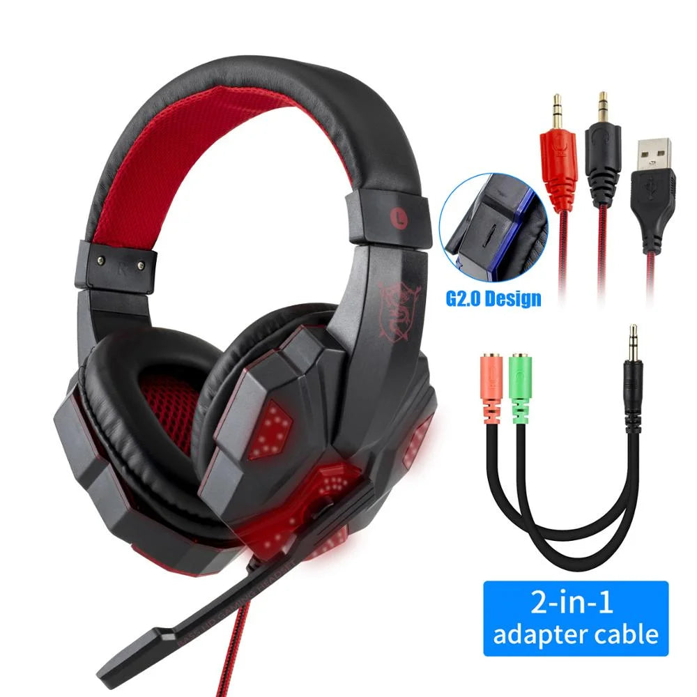 Auriculares gaming con cable – micrófono y luces LED para PC, PS4, PS5 y Xbox