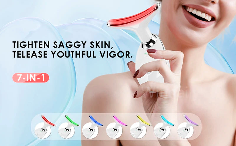 Dispositivo de belleza facial – masajeador para lifting y cuidado del cuello con 7 colores