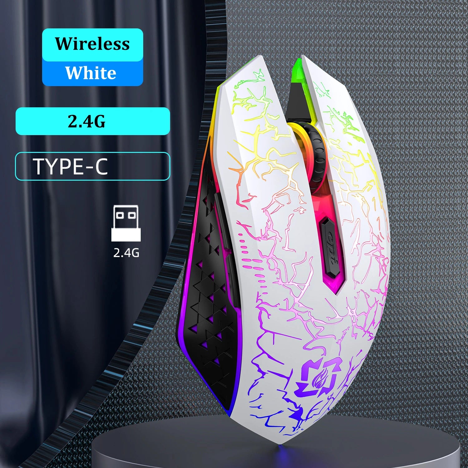 Mouse inalámbrico Bluetooth 5.2 – RGB, 6 botones, modo dual y silencioso
