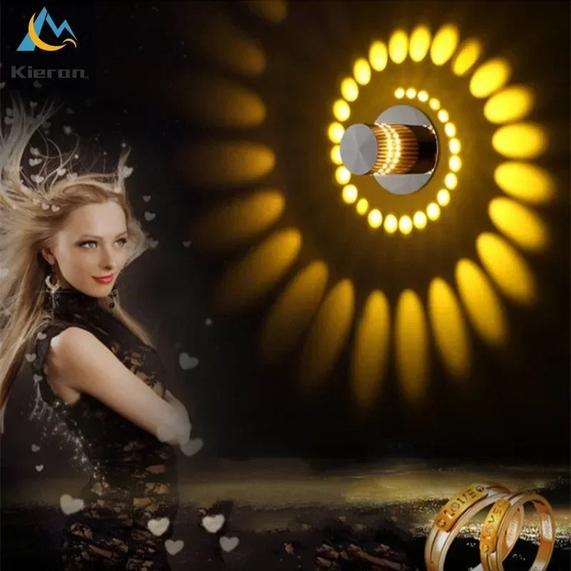 Lámpara de pared LED espiral – estilo nórdico moderno para living y dormitorio