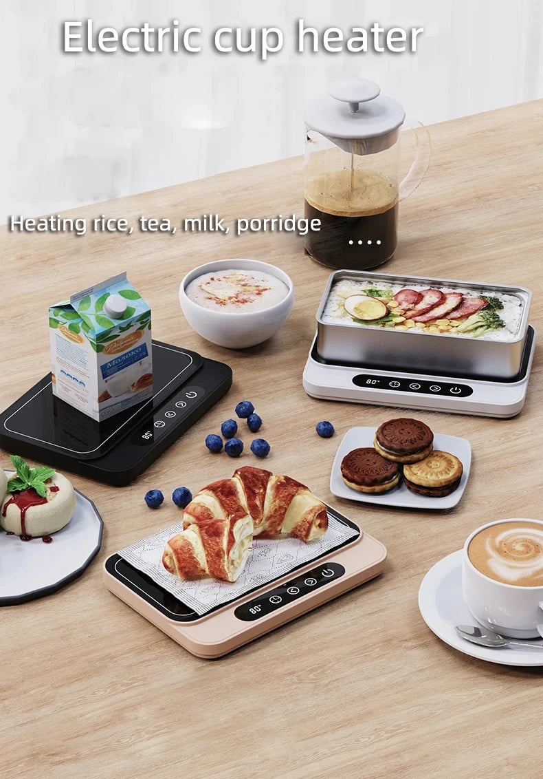 Calentador de Tazas 50W - Placa Caliente Eléctrica - 9 Niveles de Temperatura - Posavasos Calentador - Para Lonchera, Leche, Café - Hogar y Oficina