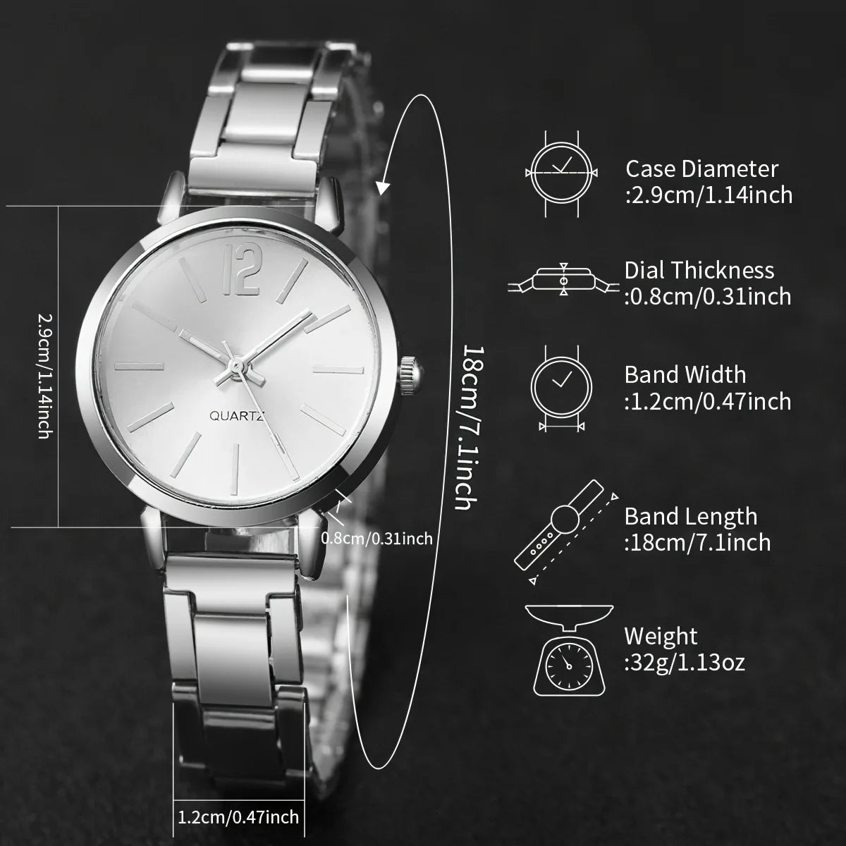 Reloj de lujo mujer – esfera redonda simple y pulsera dorada de acero inoxidable