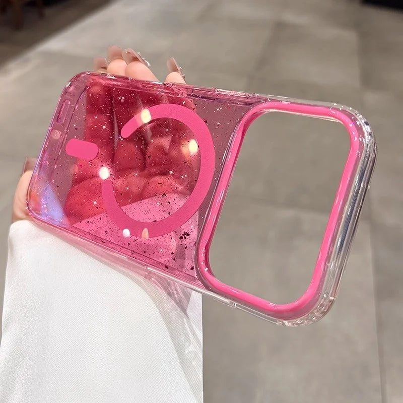 Funda con purpurina y carga inalámbrica magnética – compatible con MagSafe para iPhone