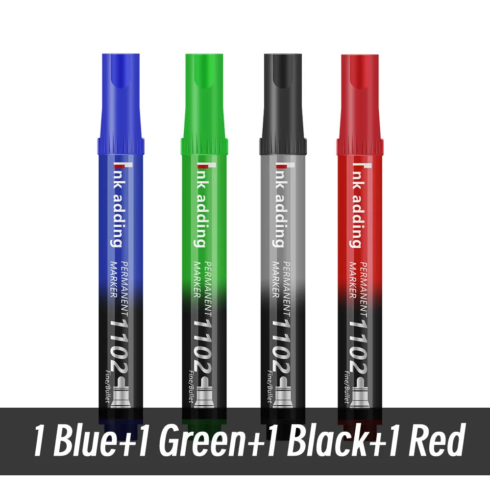 Set marcador permanente 2mm – tinta roja, azul y negra, punta fina y rápido secado