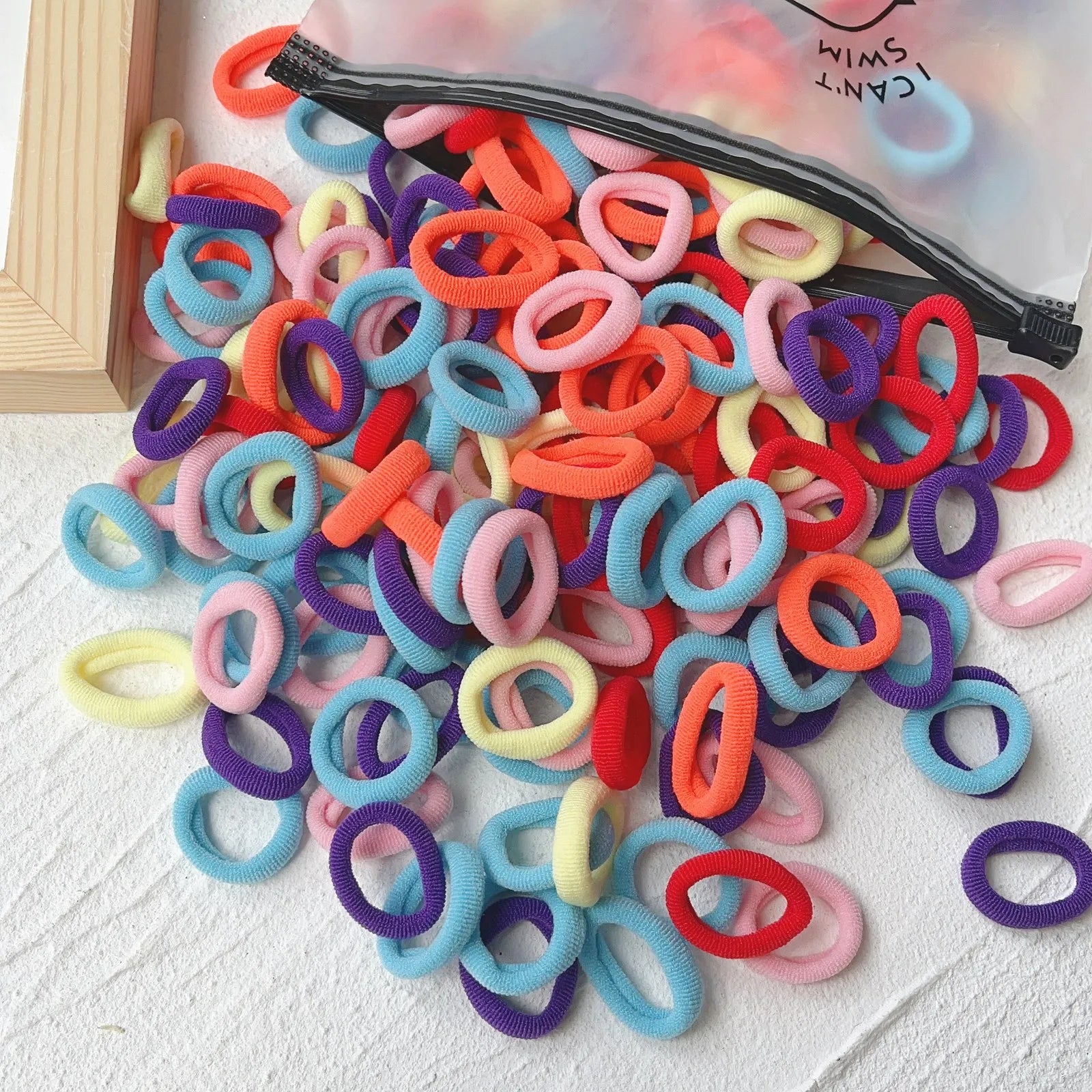 Set de 20/50 ligas elásticas para cabello – scrunchies y bandas de colores para niñas
