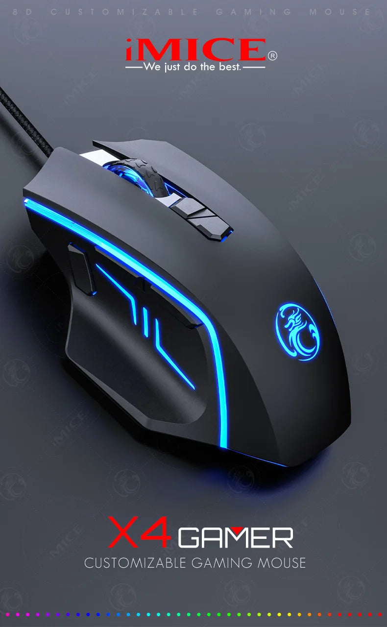 Mouse gaming con cable – retroiluminación y DPI ajustable 2400-7200