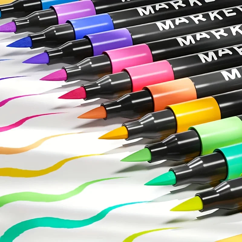 Marcadores acrílicos con punta de pincel suave – colores vibrantes y sin sangrado