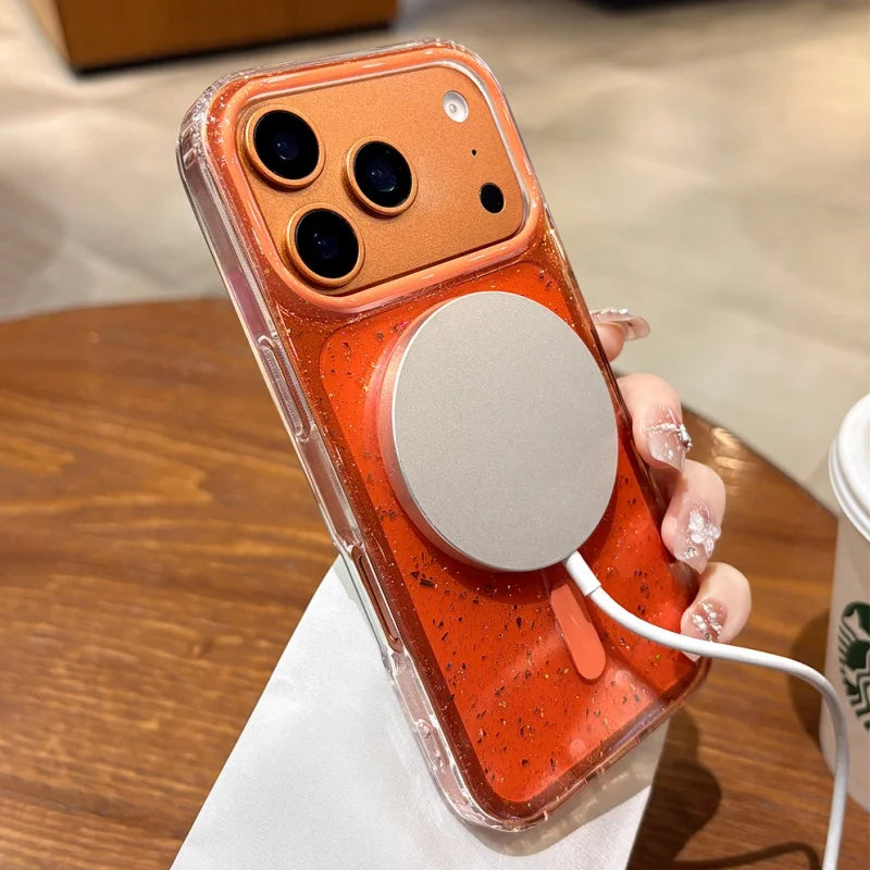 Funda con purpurina y carga inalámbrica magnética – compatible con MagSafe para iPhone