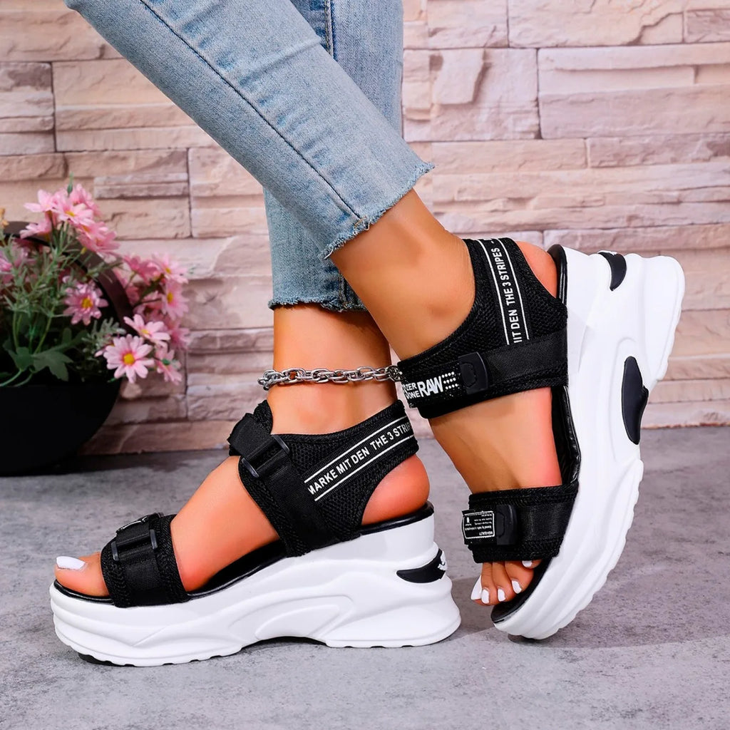 Sandalias mujer plataforma – cuñas cómodas con velcro para verano