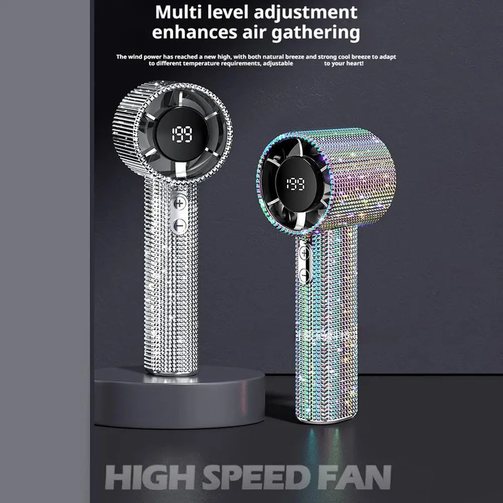 Ventilador de Mano Portátil con Pantalla Digital y 199 Velocidades