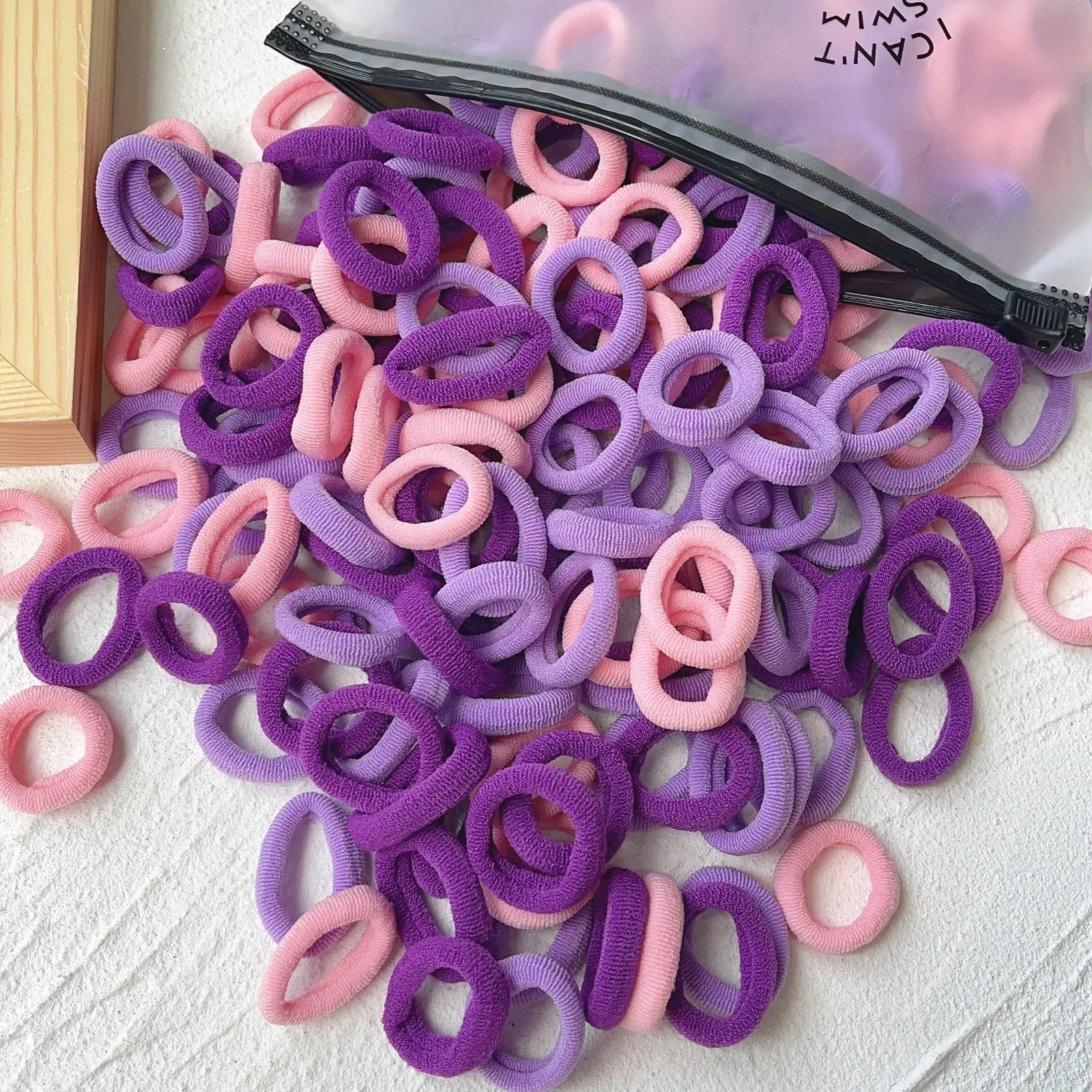Set de 20/50 ligas elásticas para cabello – scrunchies y bandas de colores para niñas