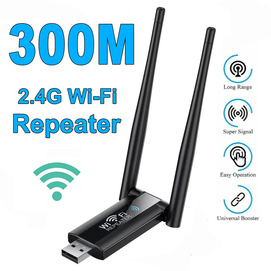 Extensor WiFi USB 2.4G – repetidor inalámbrico 300Mbps y amplificador de señal