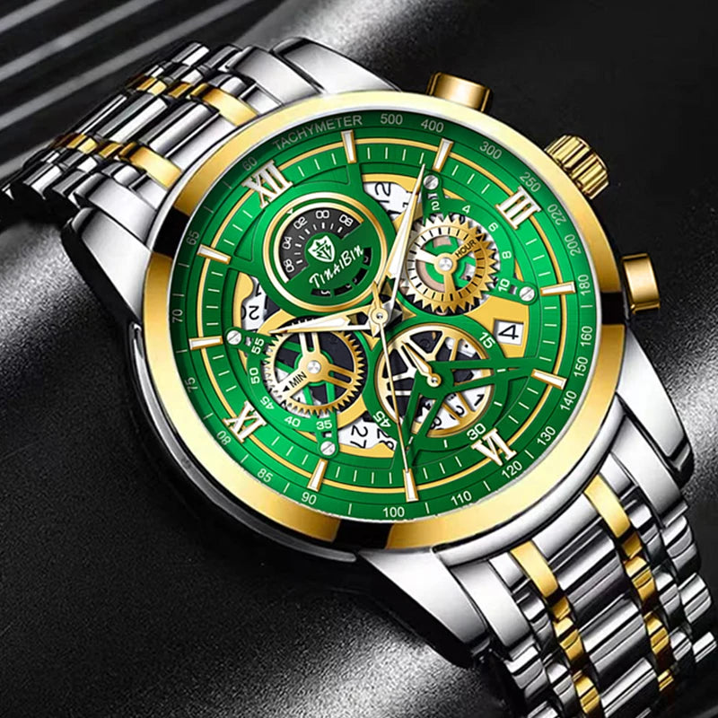 Reloj de lujo verde TINABIN – elegante, resistente al agua y para negocios