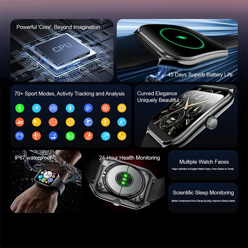 Smartwatch ultra delgado – pantalla AMOLED 1.96" HD para hombre y mujer, compatible Huawei